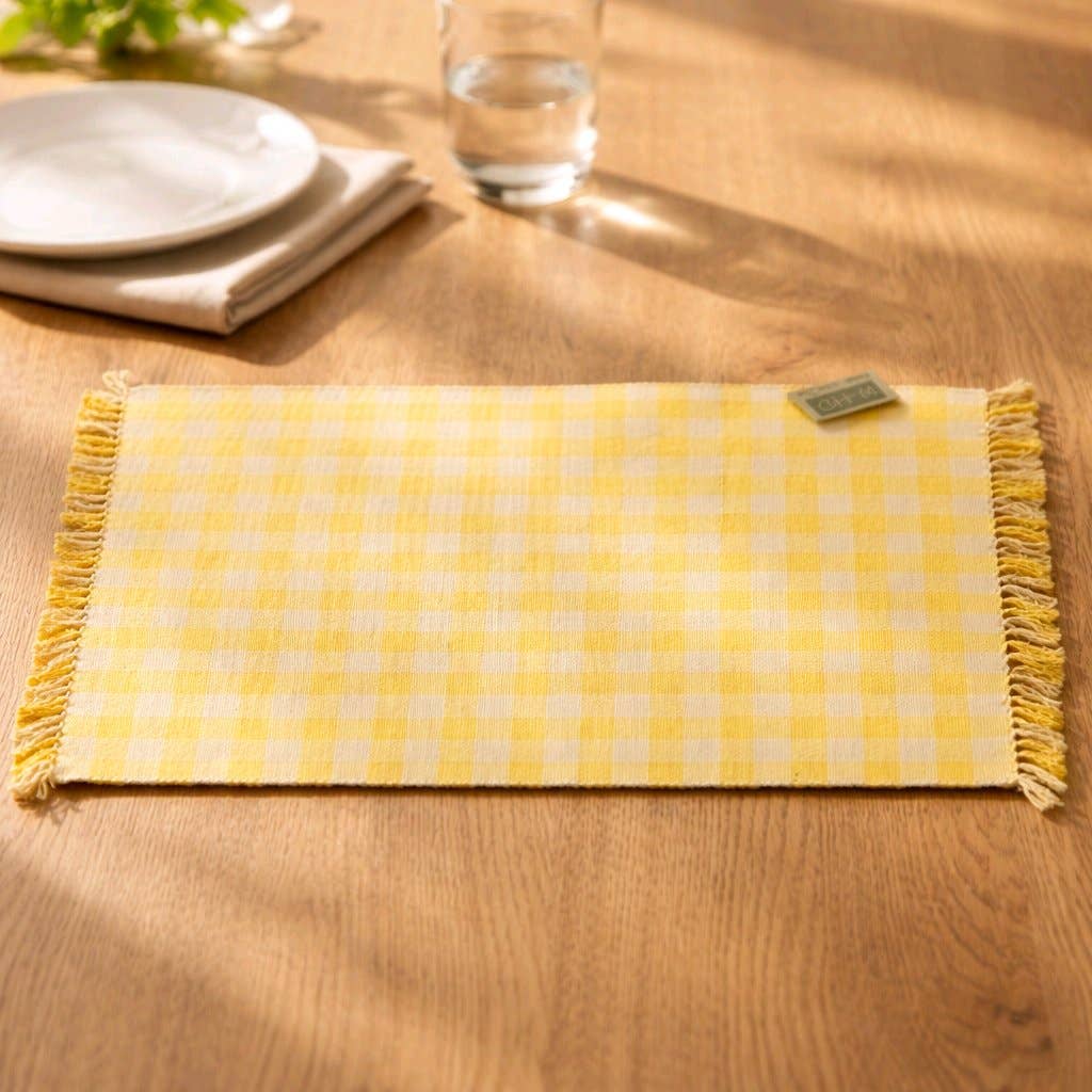 Yellow Check Rug 20x30in