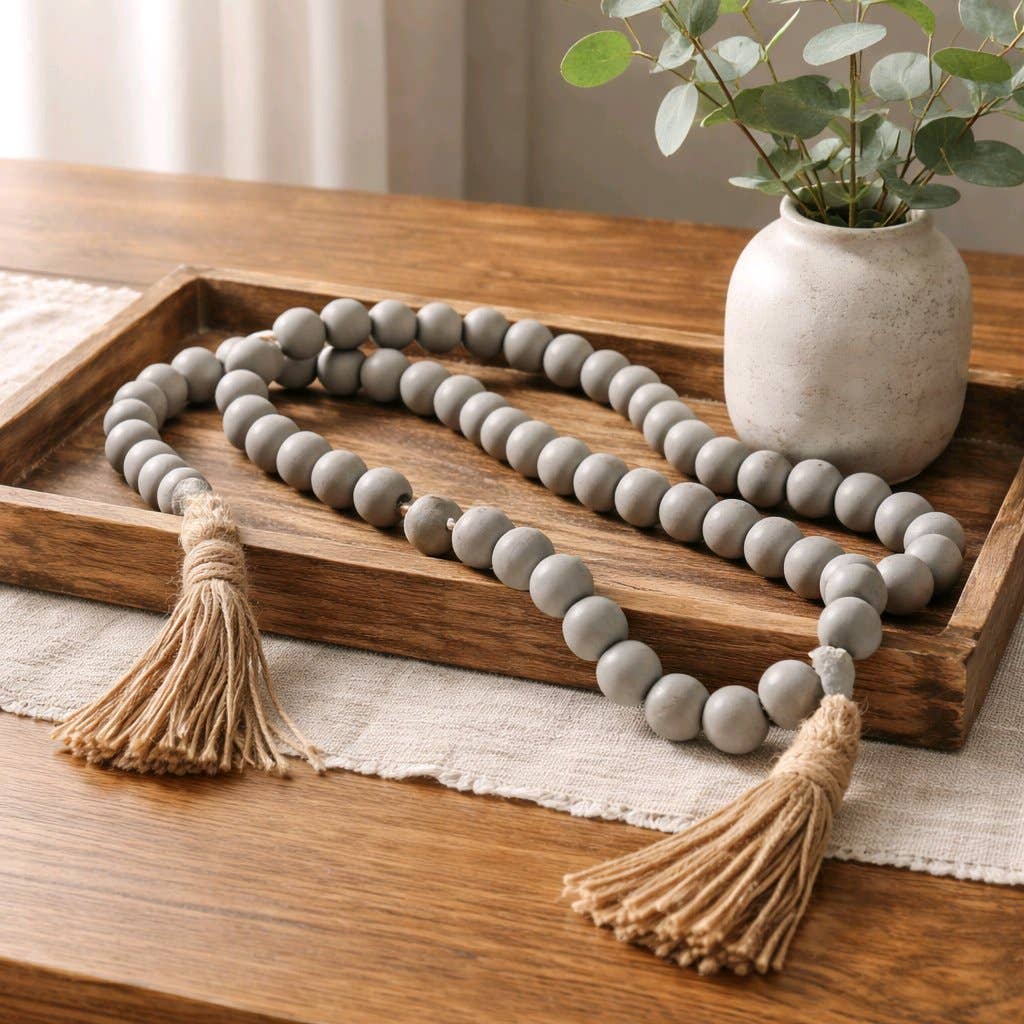 Gray Beaded Garland 60in