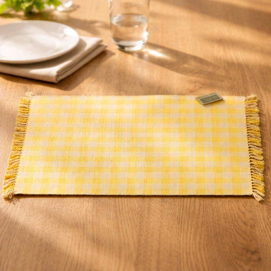 Yellow Check Rug 20x30in