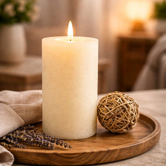 Cream Frosted Moving Flame LED Candle 3x6in