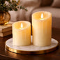 Cream Drip Moving Flame Timered LED Candle 3x7in C Batts