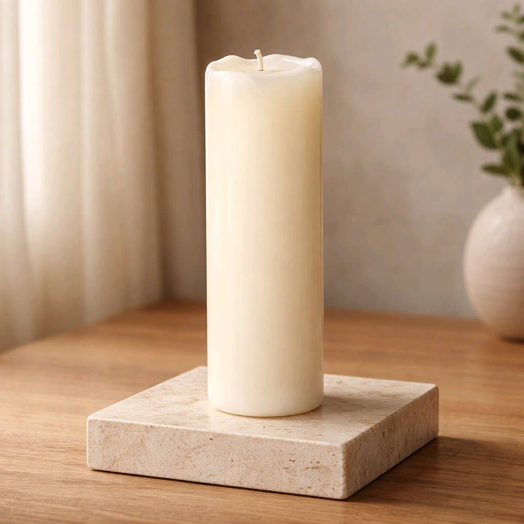 Cream Drip LED Candle 2in by 9in