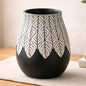 Pearl White And Black Vase 9x9x12in