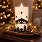 Nativity Moving Flame LED Candle 3in by 6in
