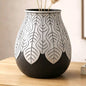 Pearl White And Black Vase 6x6x9in