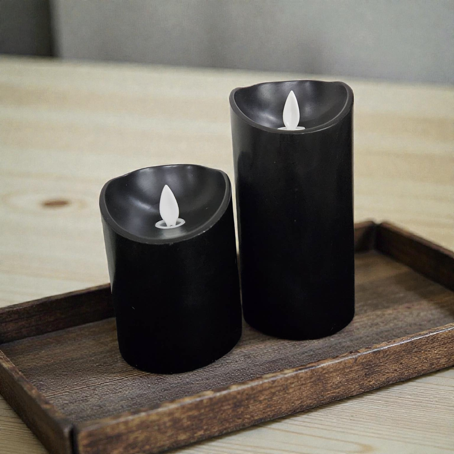 Black Moving Flame LED Candle 3x6in