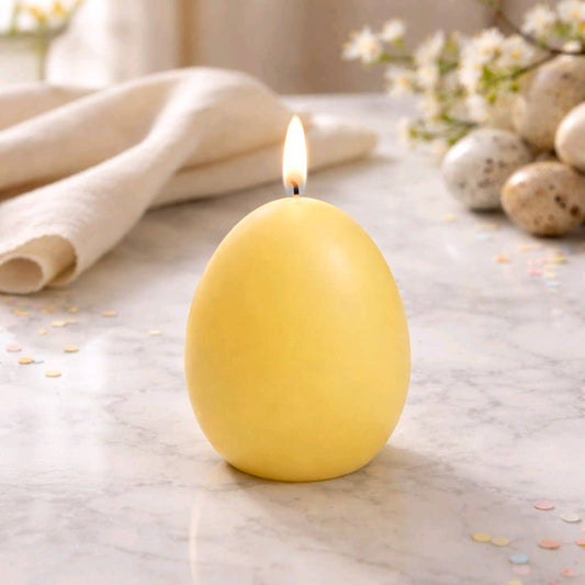 Yellow Egg Shaped 3D Flame LED Candle 3x3.5in