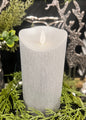 Silver Metallic Moving Flame LED Candle 3x6in