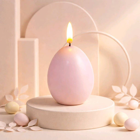 Pink Egg Shaped 3D Flame LED Candle 3x3.5in