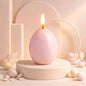Pink Egg Shaped 3D Flame LED Candle 3x3.5in