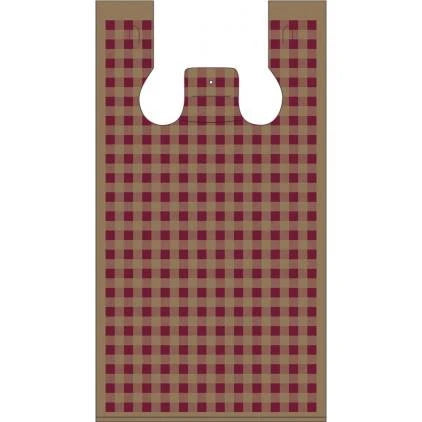 Gingham Burgundy Plastic Bag