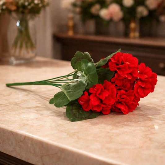 Red Geranium 13in Pick