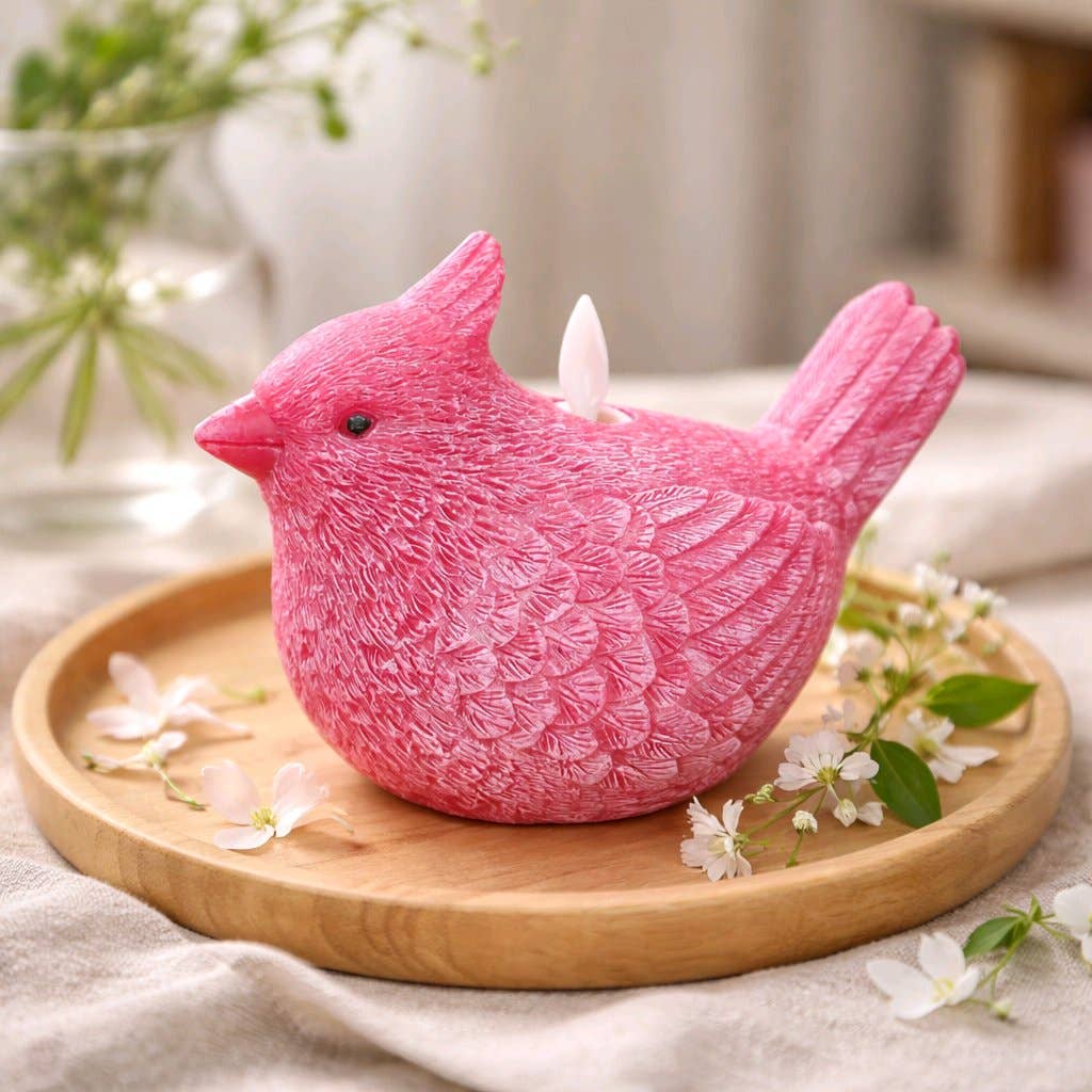 Cardinal Shaped Moving Flame LED Candle 6.1x4.3x3.5in