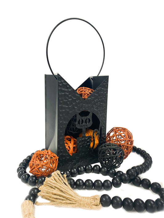 Metal Black Cat Container 5.25x13in