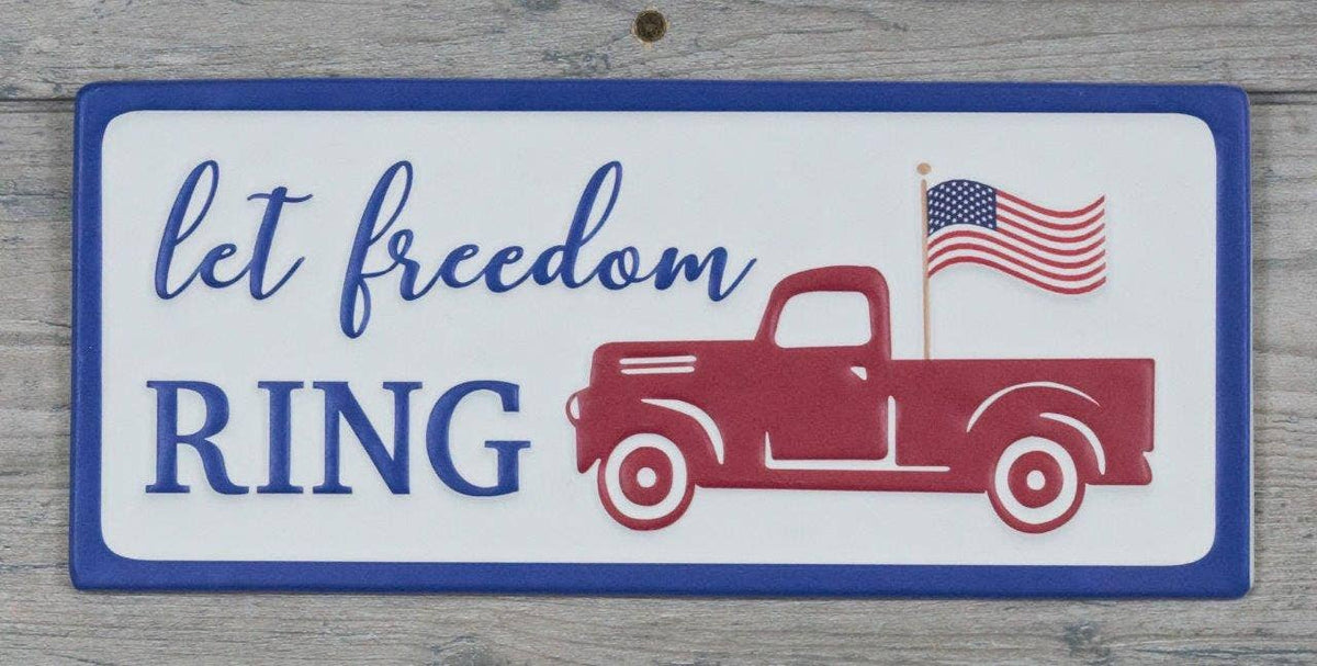 Let Freedom Ring Metal Sign 12x5in