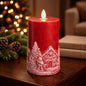 Holdiay Red 3D Moving Flame Candle 3x6in