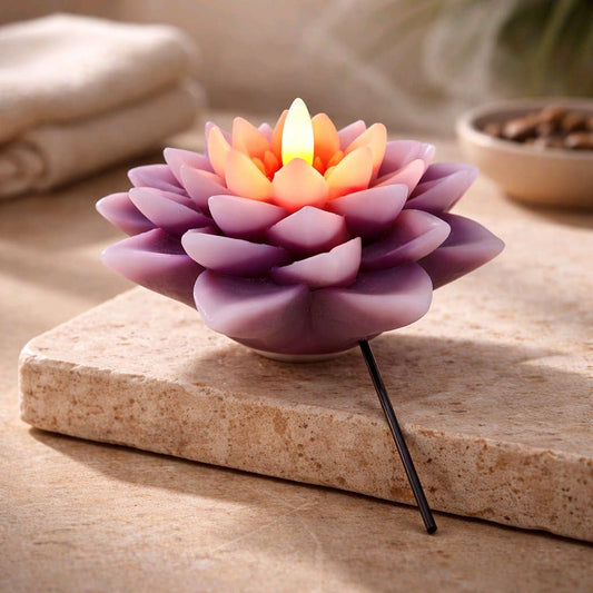 Red Lotus 3D Flame LED Candle 5.5x3in