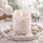 Bumpy White Moving Flame LED Candle 3in by 4in