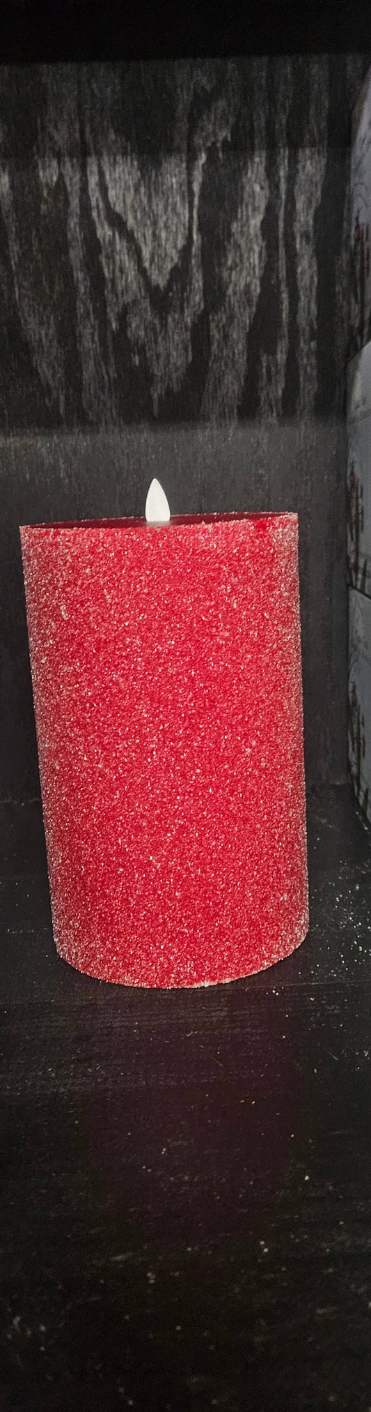 Red Frosted Moving Flame LED Candle 5x8in