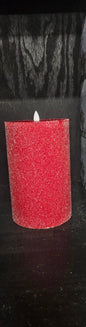 Red Frosted Moving Flame LED Candle 5x8in