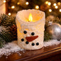 Snowman Bumpy White Moving Flame LED Candle 3in by 4in