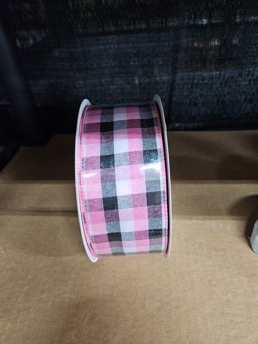 2.5"x 50Y Pink- White- Black Ribbon