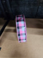 1.5"×50 Y Pink-Black-White Check Ribbon